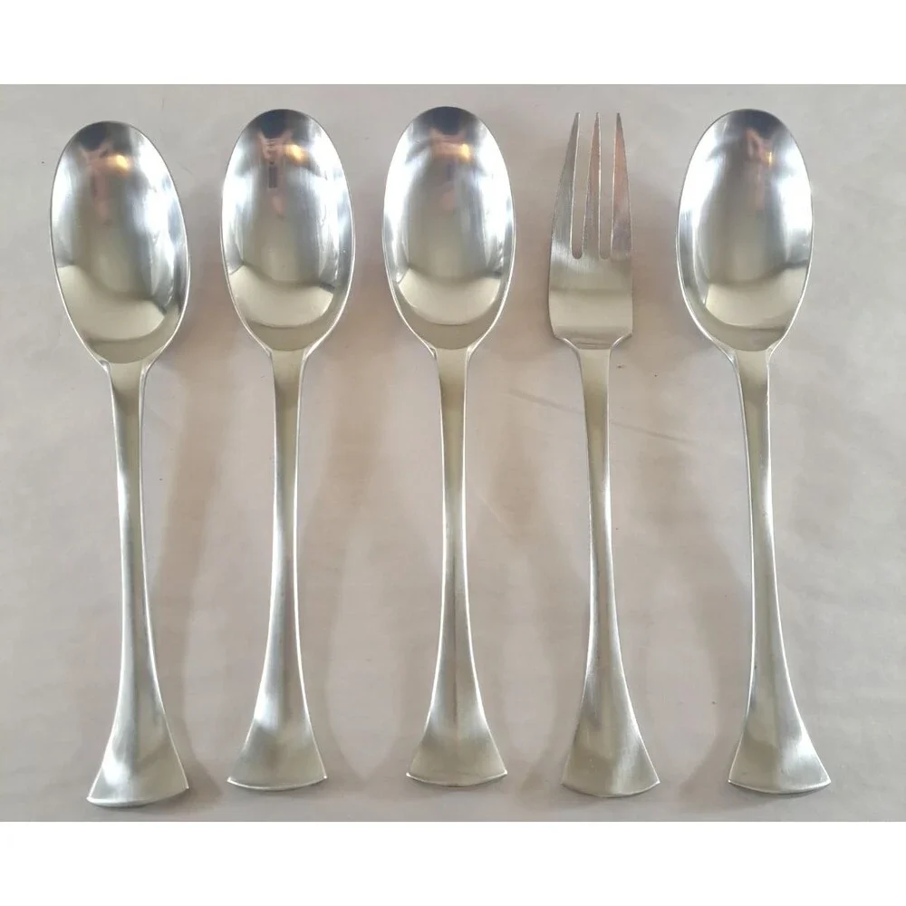Dansk Thistle Serving Spoons & Fork Set of 5 France Japan Modernist Elegant